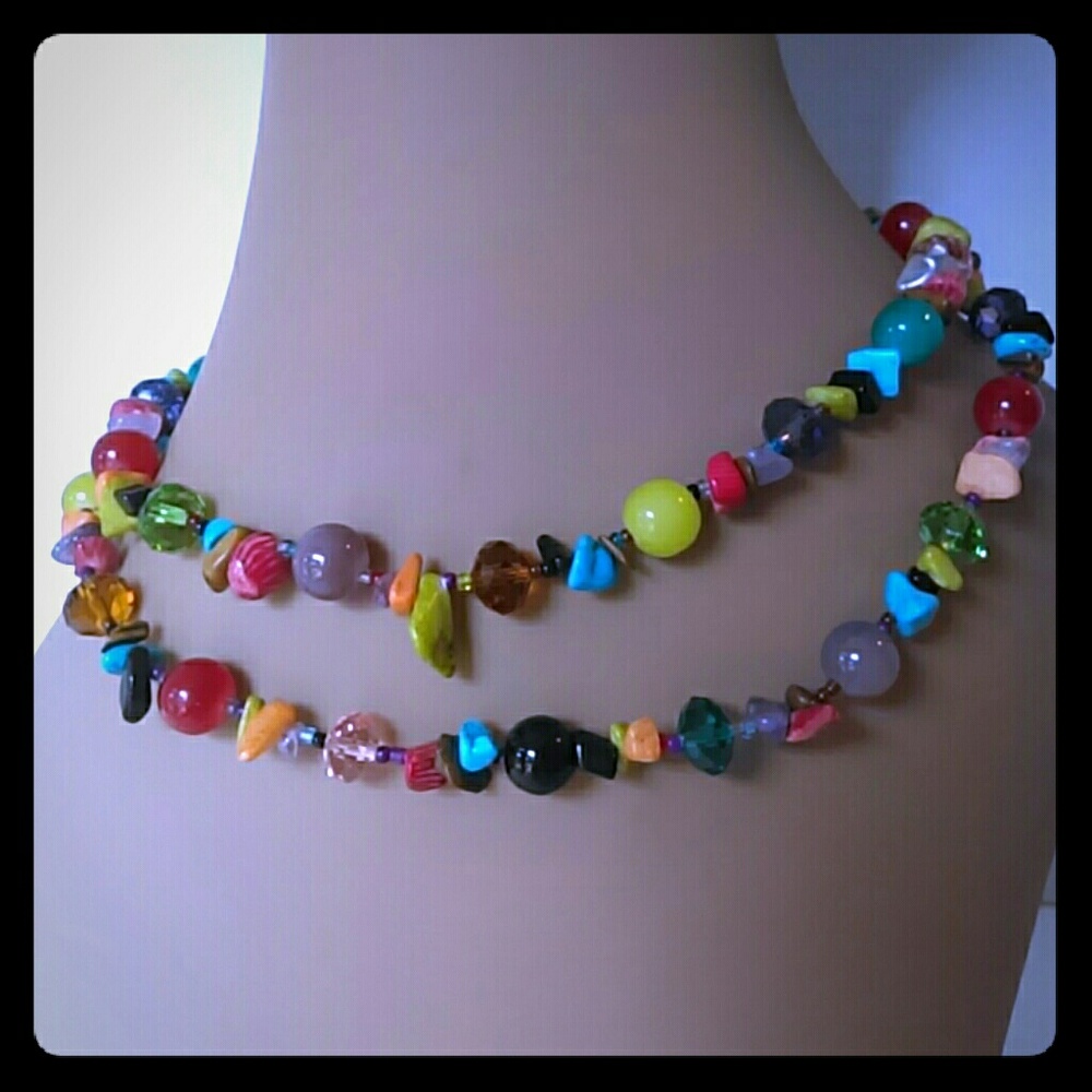 Glass, Gemstone, & Crystal Beaded Choker Necklace
